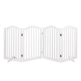 PaWz Wooden Pet Gate Dog Fence Safety Stair Barrier Security Door 4 Panels White PaWz