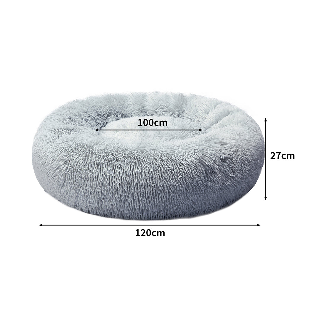 PaWz Pet Bed Cat Dog Donut Nest Calming Kennel Cave Sleeping Light Grey XXXL PaWz