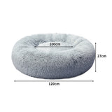 PaWz Pet Bed Cat Dog Donut Nest Calming Kennel Cave Sleeping Light Grey XXXL PaWz
