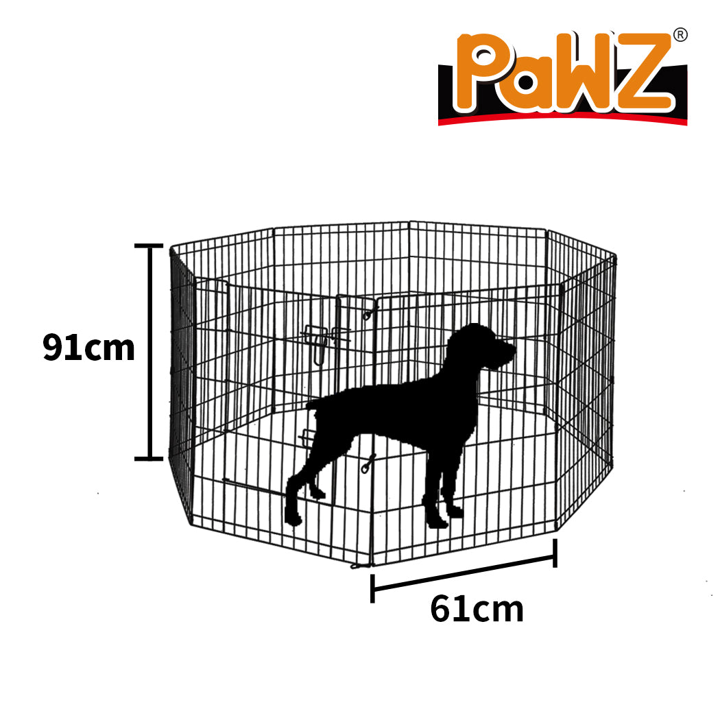 PaWz Pet Dog Playpen Puppy Exercise 8 Panel Fence Black Extension No Door 36" PaWz