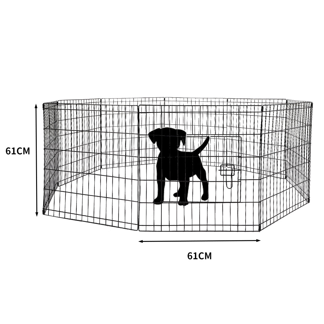 PaWz Pet Dog Playpen Puppy Exercise 8 Panel Enclosure Fence Black With Door 24" PaWz