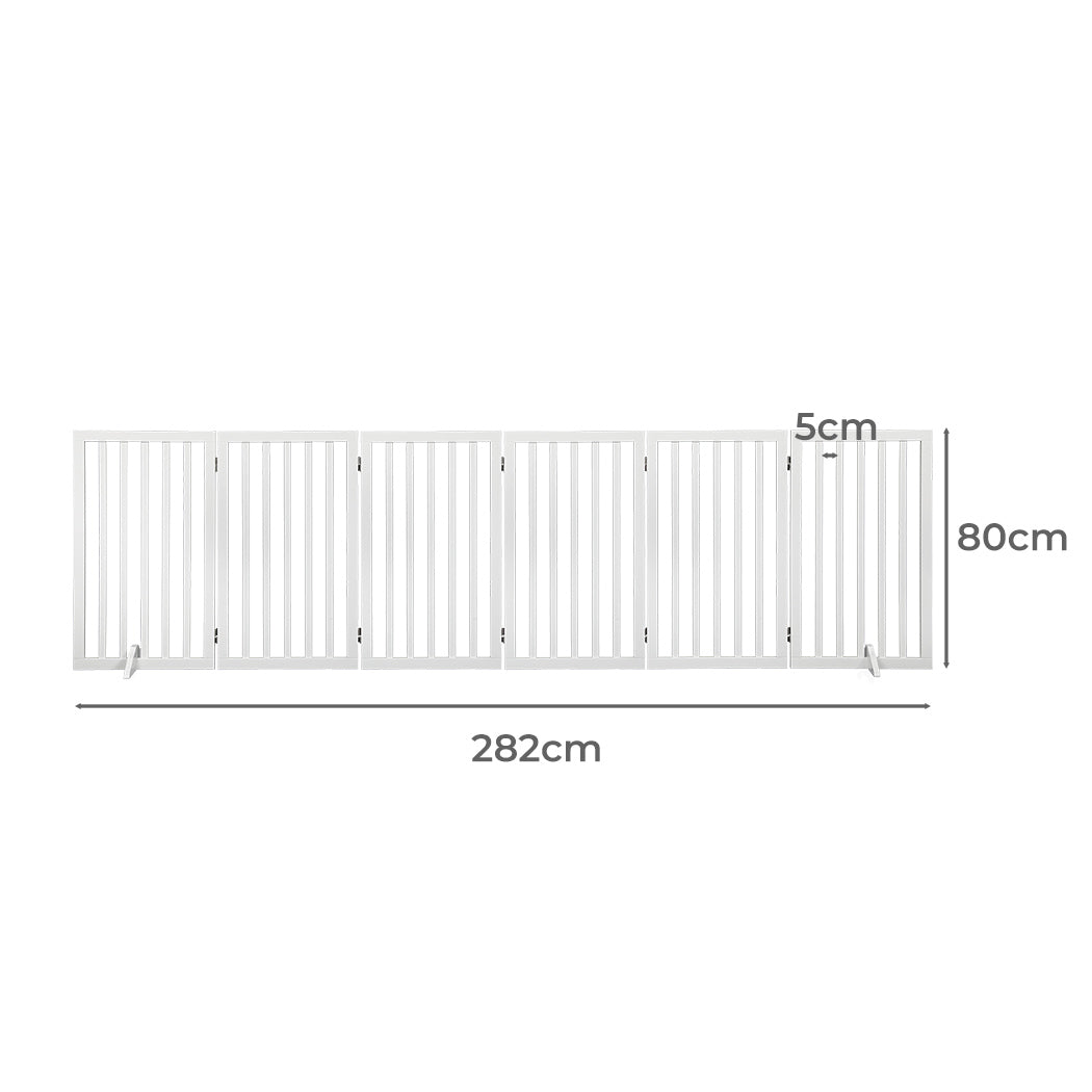 PaWz Wooden Pet Gate Dog Fence Safety Stair Barrier Security Door 6 Panel Large Petsleisure