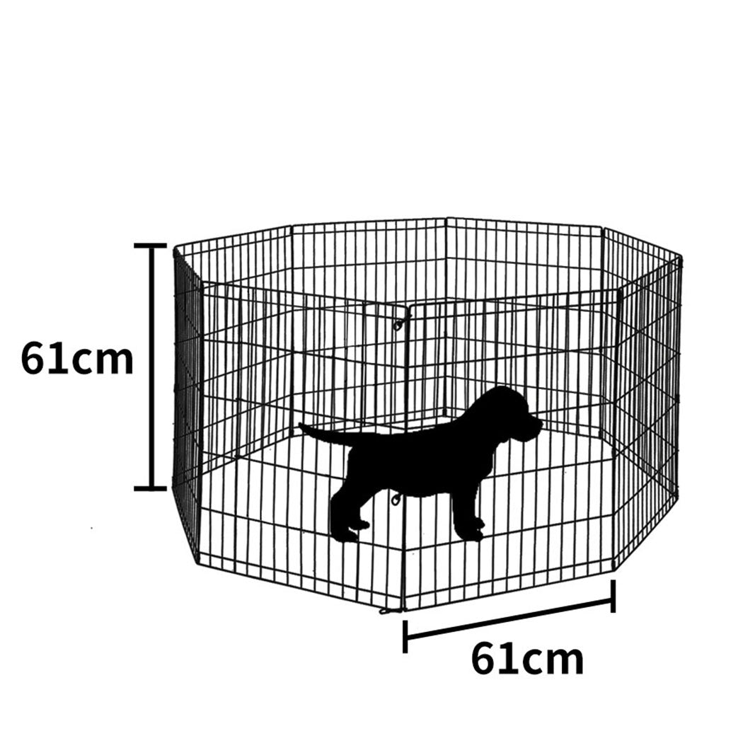 PaWz Pet Dog Playpen Puppy Exercise 8 Panel Fence Black Extension No Door 24" PaWz