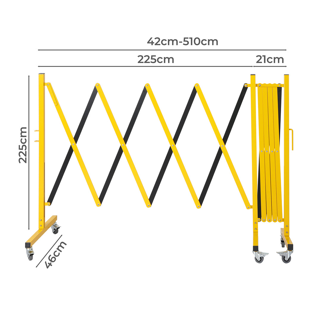 Expandable Portable Safety Barrier With Castors 510cm Retractable Isolation Fence Unbranded