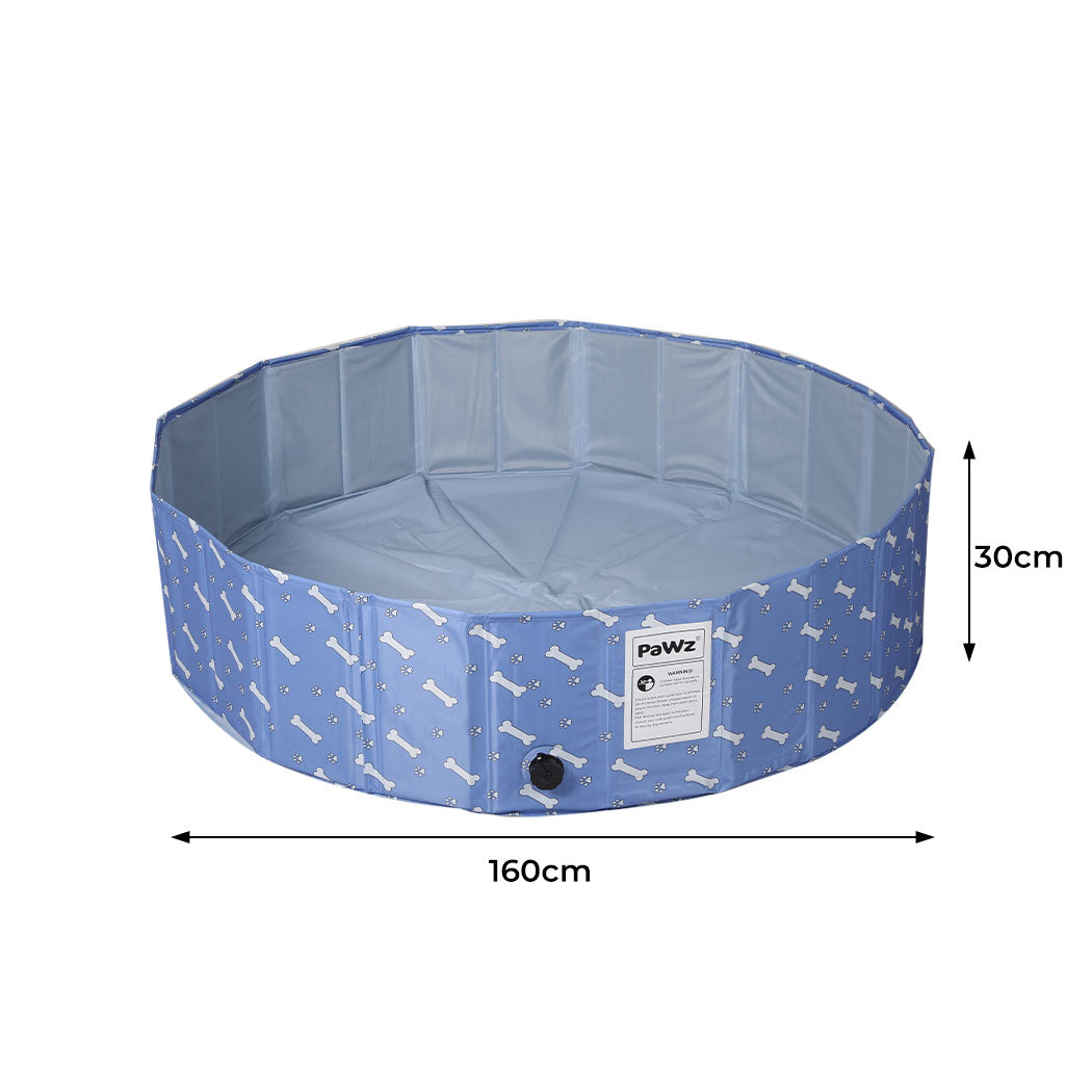 Portable Pet Swimming Pool Kids Dog Cat Washing Bathtub Outdoor Bathing Blue L PaWz