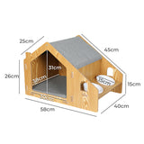 PaWz Wooden Pet House Cat Kennel Elevated Double Feeder Raised Feeding Bowls Petsleisure