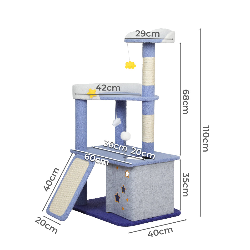 PaWz Cat Tree Kitten Furniture Condo Post Scratching Multi-Level Tower 110cm Petsleisure