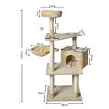 PaWz Cat Tree Toy Scratching Post Scratcher Tower Condo Wooden House Cream 130cm PaWz