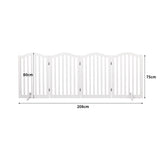 PaWz Wooden Pet Gate Dog Fence Safety Stair Barrier Security Door 4 Panels White PaWz