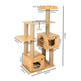 PaWz Cat Tree Scratching Post Scratcher Cats Tower Wood Condo Toys House 138cm Petsleisure