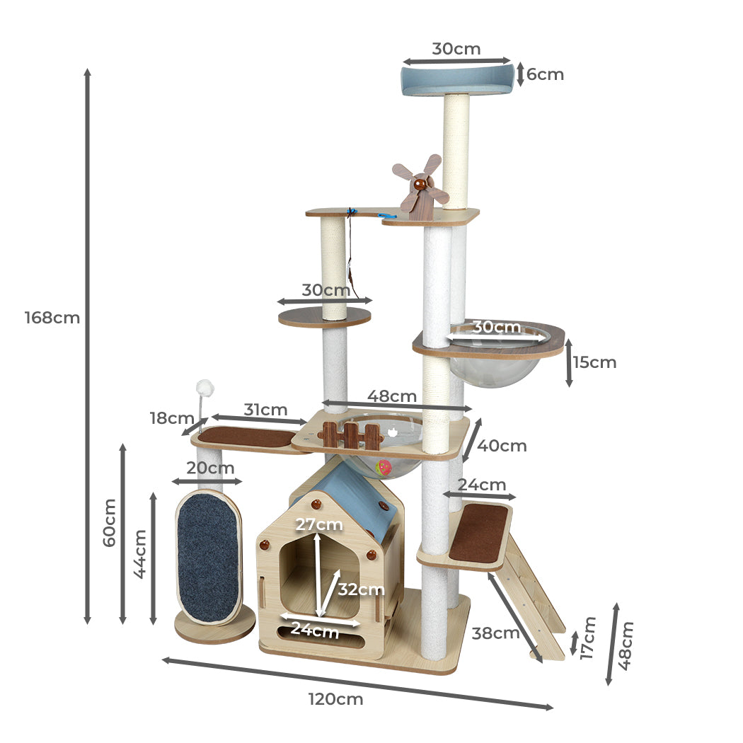 PaWz Cat Tree Scratching Post Scratcher Cats Tower Wood Condo Toys House 168cm Petsleisure