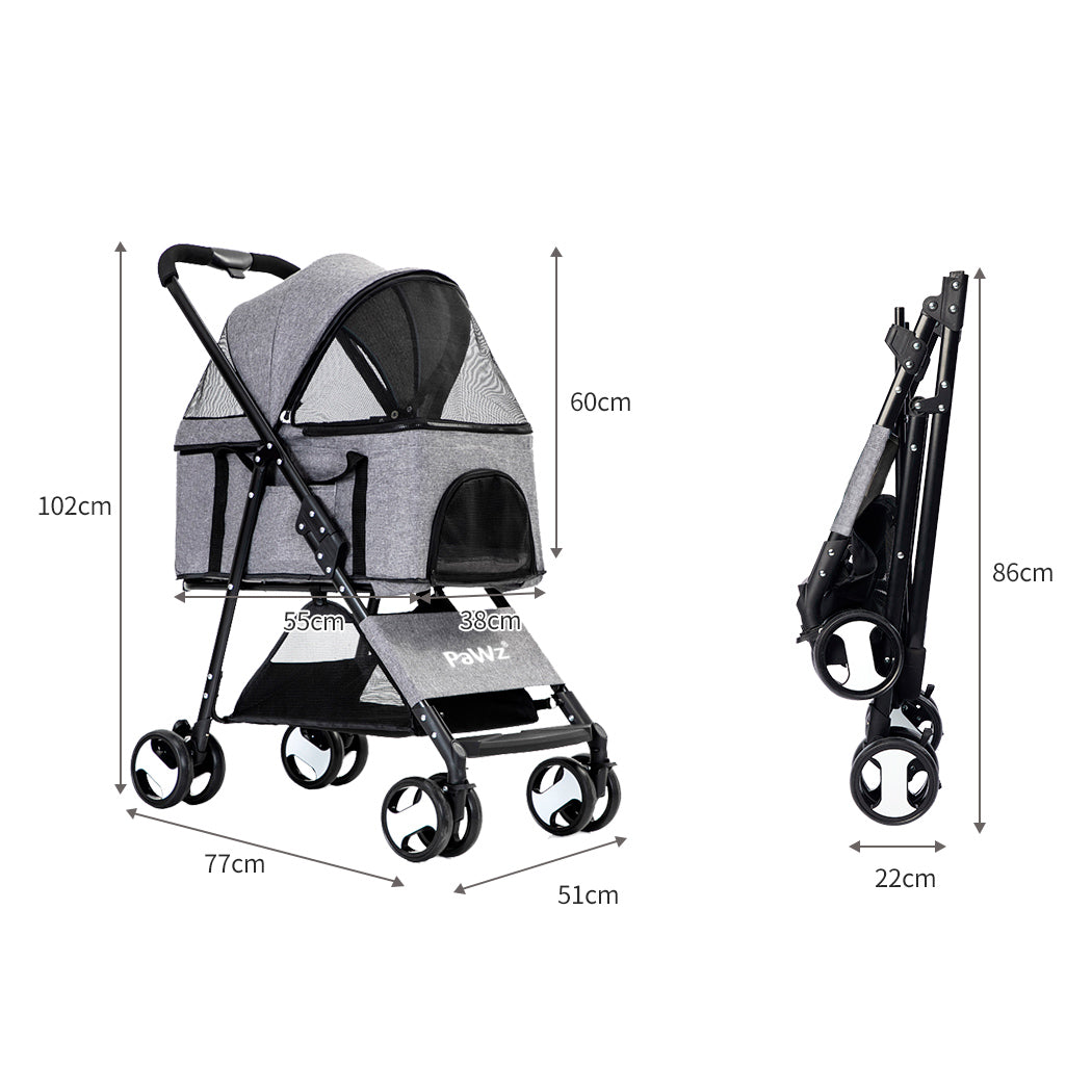 PaWz Large Pet Stroller Dog Cat Travel Carrier Pram Foldable Pushchair Outdoor PaWz