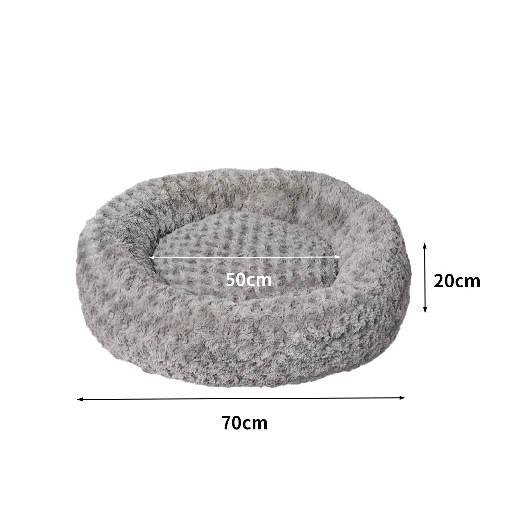 PaWz Calming Dog Bed Warm Soft Plush Sofa Pet Cat Cave Washable Portable Grey M PaWz