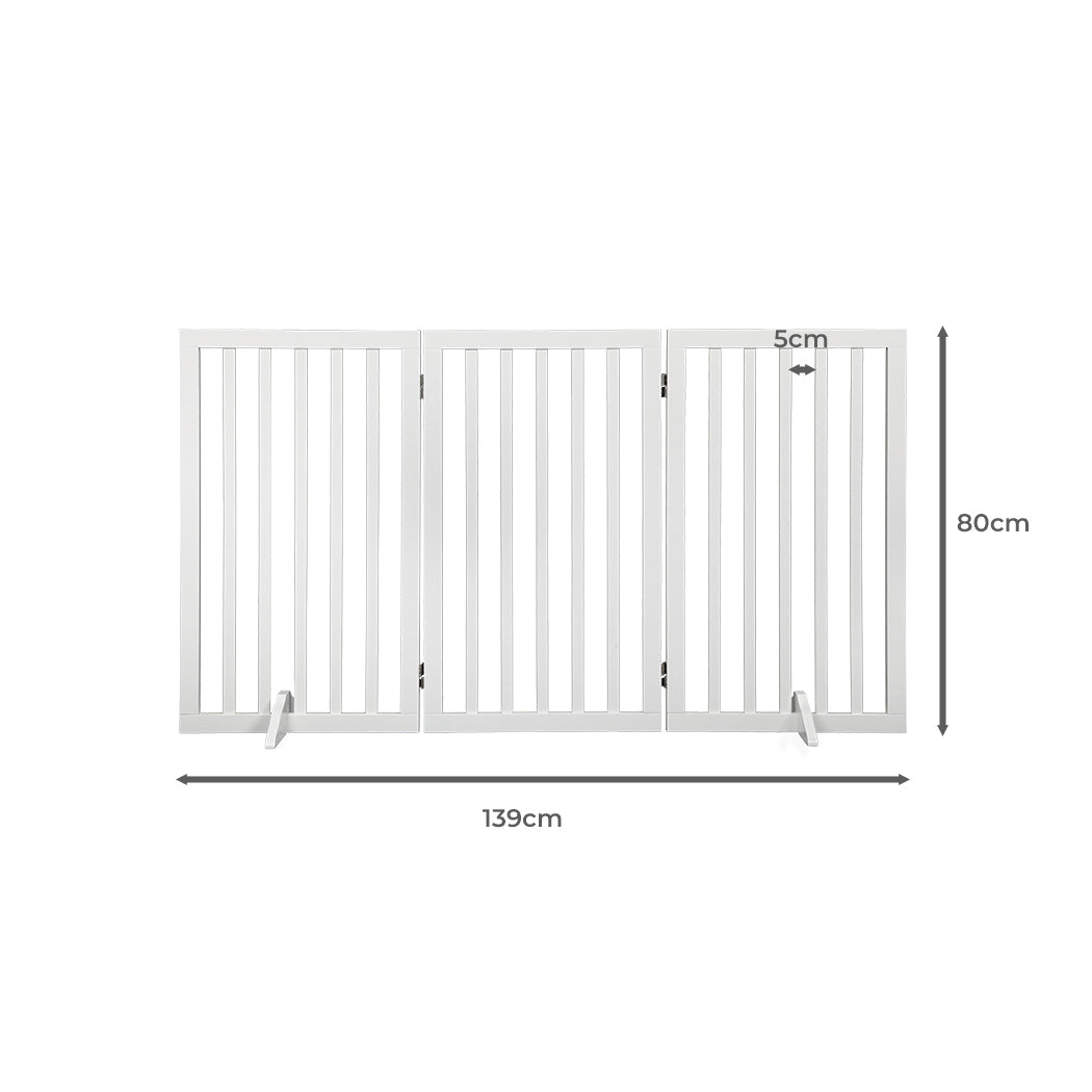 PaWz Wooden Pet Gate Dog Fence Safety Stair Barrier Security Door 3 Panel Large Petsleisure