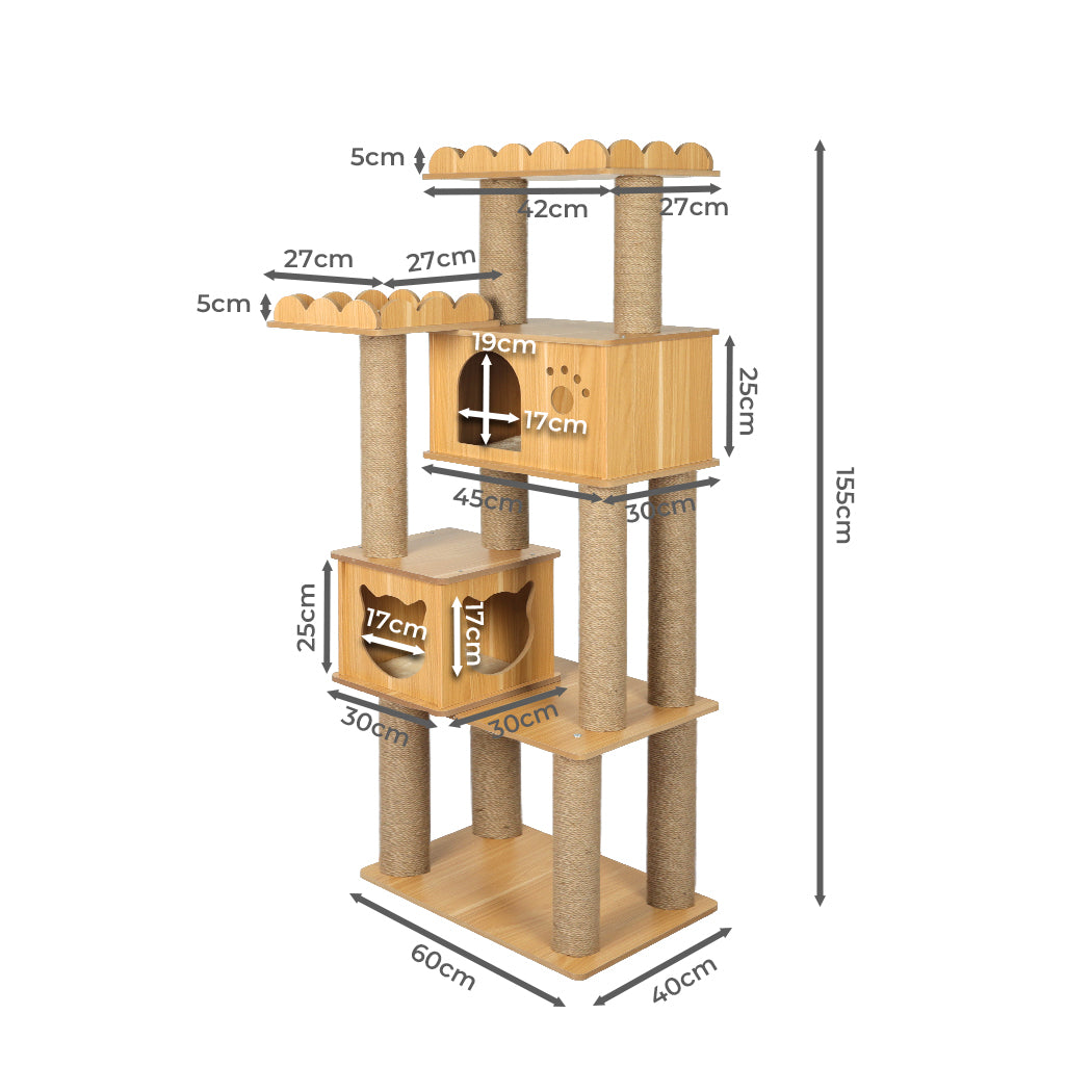 PaWz Cat Tree Scratching Post Scratcher Cats Tower Wood Condo Toys House 155cm PaWz