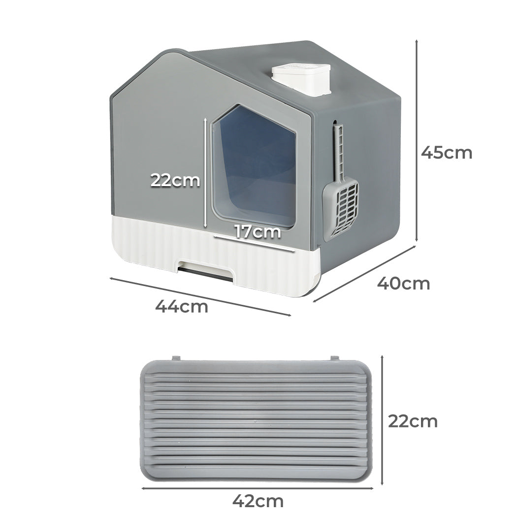 PaWz Fully Enclosed Cat Litter Box Mat Kitty Toilet Trapping Odour Control Basin Petsleisure