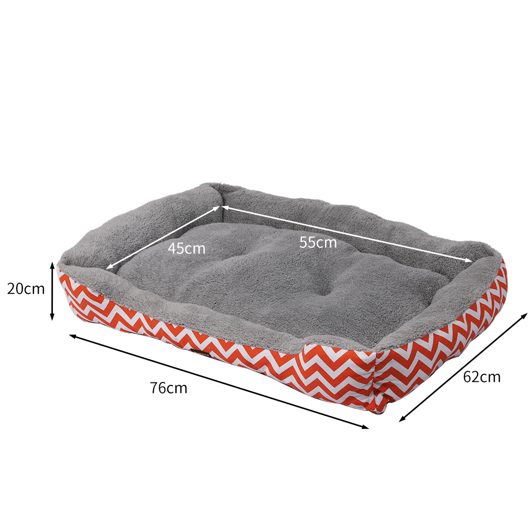 PaWz Pet Dog Cat Bed Deluxe Soft Cushion Lining Warm Kennel Orange Geo L PaWz
