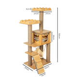 PaWz Cat Tree Scratching Post Scratcher Cats Tower Wood Condo Toys House 132cm Petsleisure
