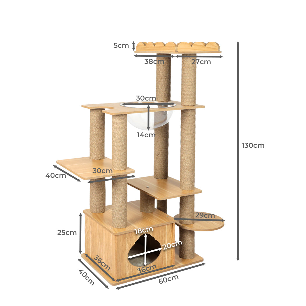 PaWz Cat Tree Scratching Post Scratcher Cats Tower Wood Condo Toys House 130cm PaWz