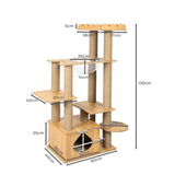 PaWz Cat Tree Scratching Post Scratcher Cats Tower Wood Condo Toys House 130cm PaWz