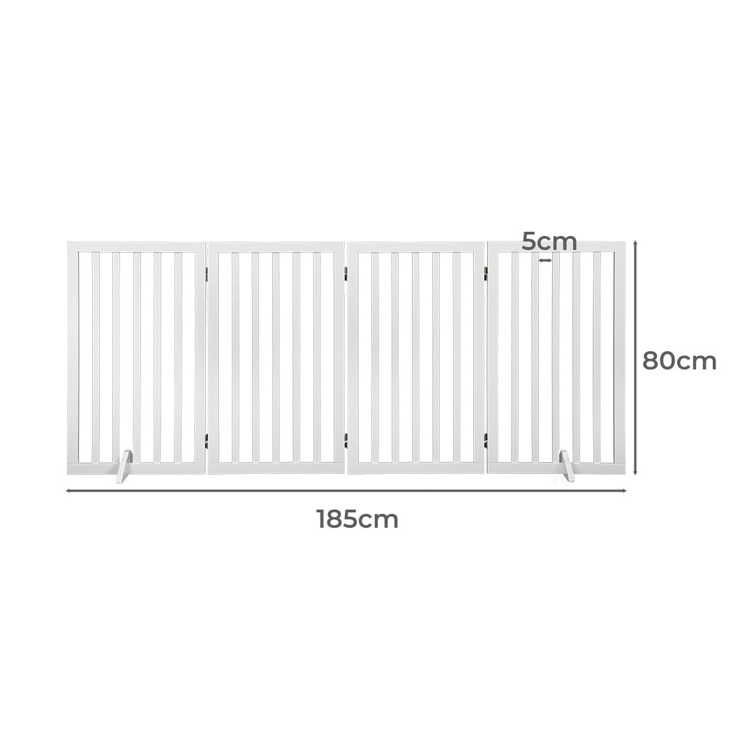 PaWz Wooden Pet Gate Dog Fence Safety Stair Barrier Security Door 4 Panel Large Petsleisure