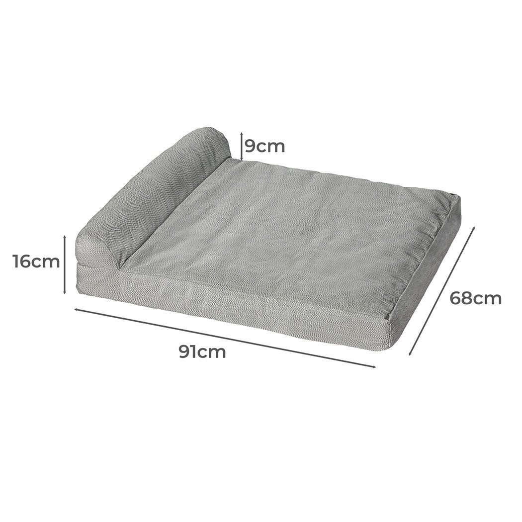 PaWz Pet Bed Chew Proof Memory Foam Orthopedic Waterproof Inner Washable Grey L Petsleisure