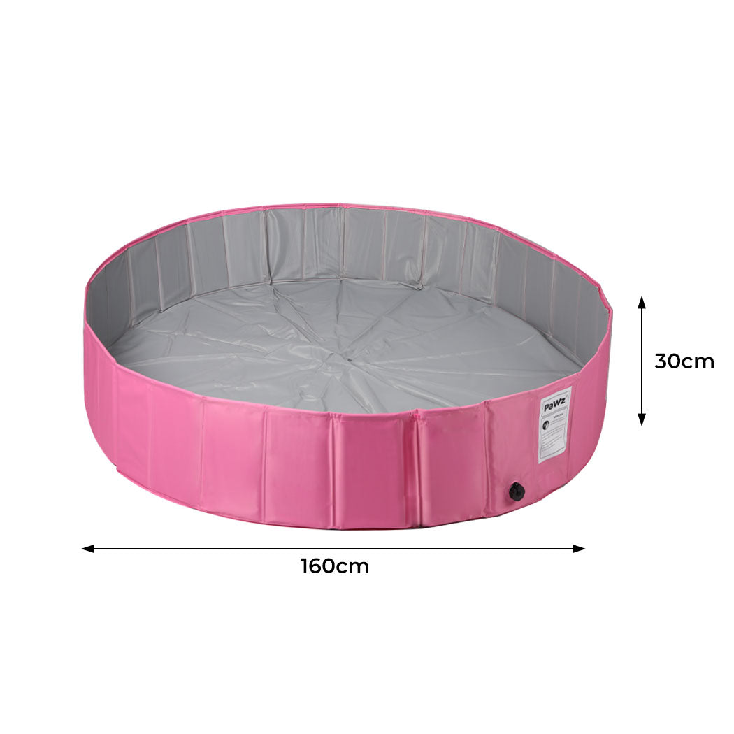 Portable Pet Swimming Pool Kids Dog Cat Washing Bathtub Outdoor Bathing Pink L PaWz