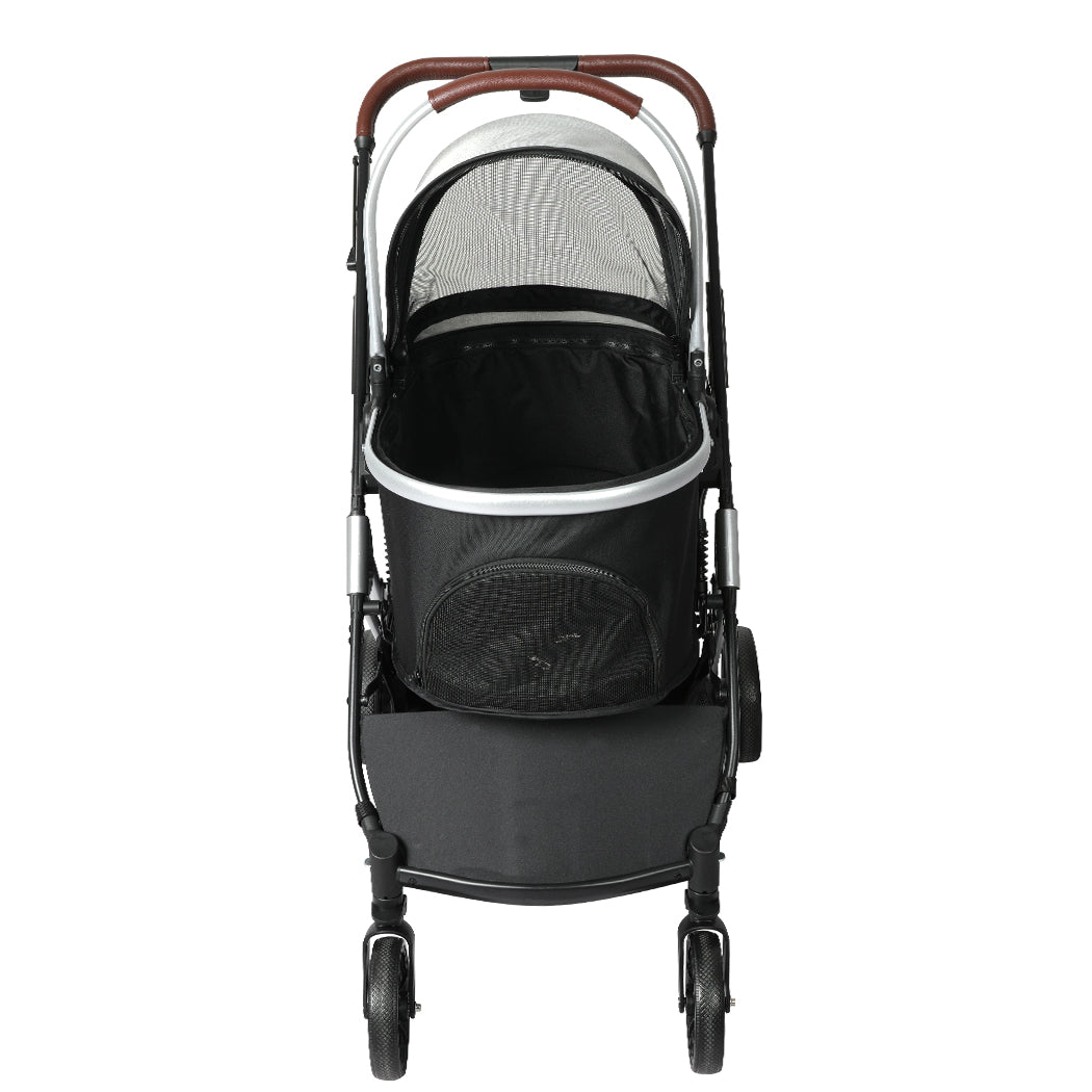 PaWz 4 Wheels Pet Stroller Dog Cat Pram Carrier Travel Foldable Aluminium 50kg PaWz