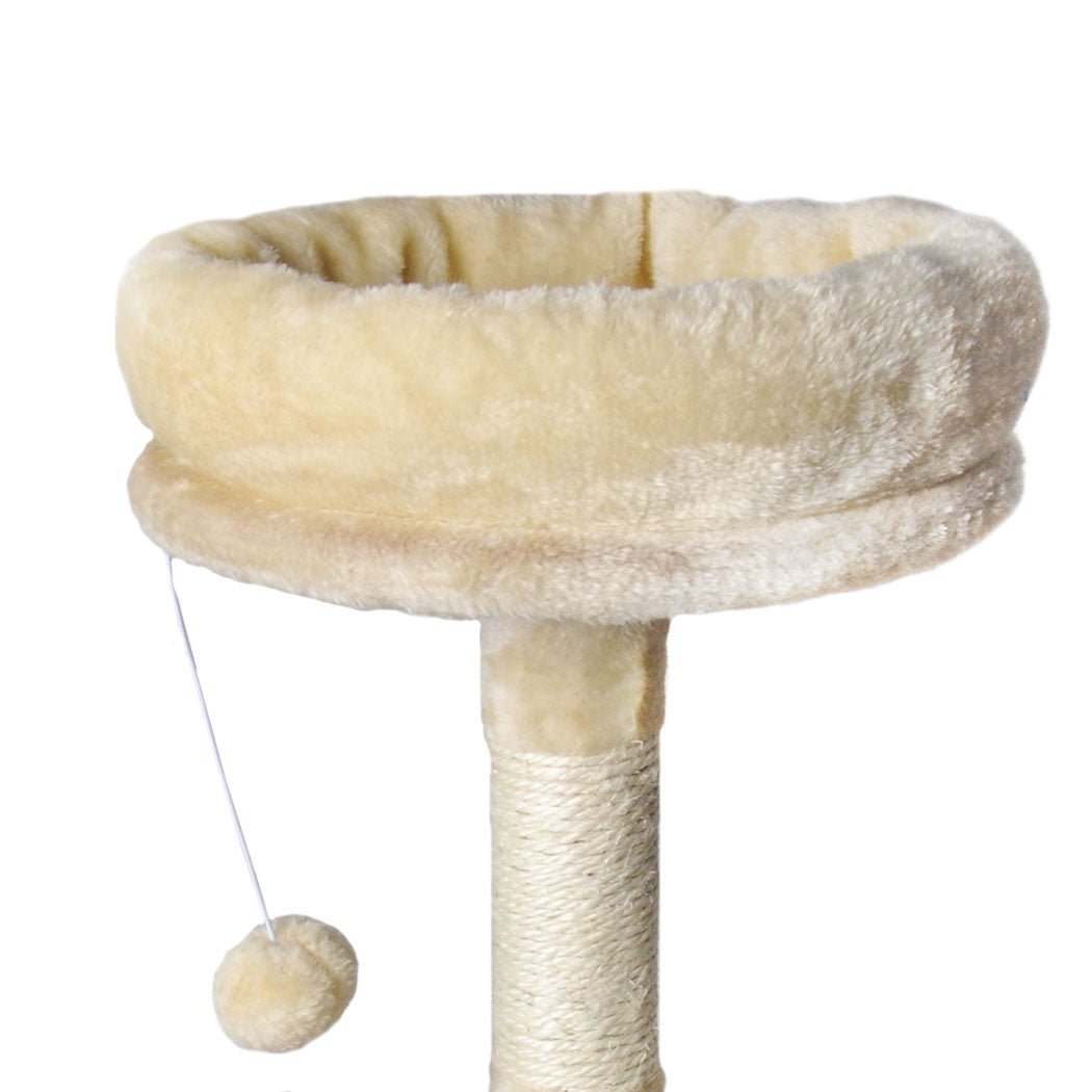 PaWz Cat Tree Toy Scratching Post Scratcher Tower Condo Wooden House Cream 130cm PaWz
