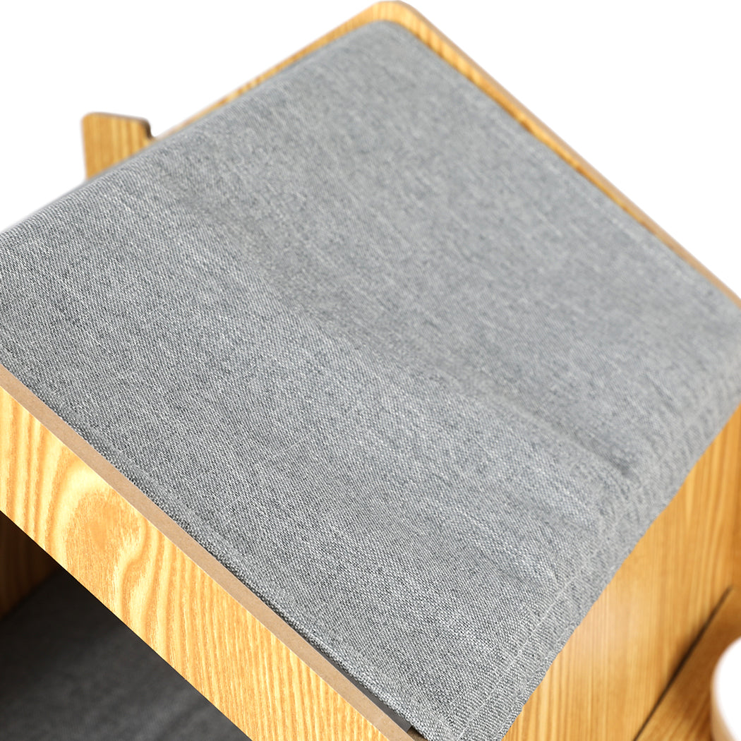 PaWz Wooden Pet House Cat Kennel Elevated Double Feeder Raised Feeding Bowls Petsleisure