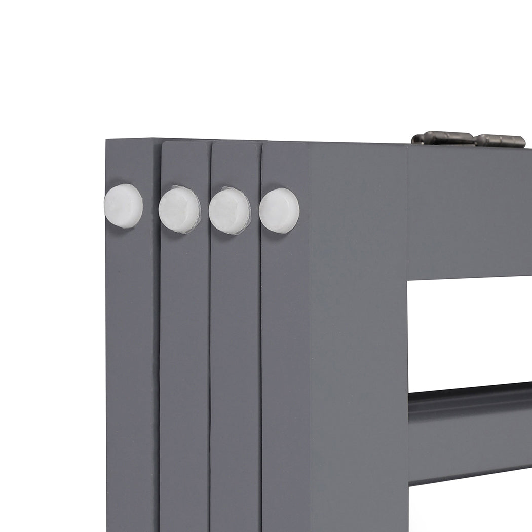 PaWz Wooden Pet Gate Dog Fence Safety Stair Barrier Security Door 4 Panels Grey Petsleisure