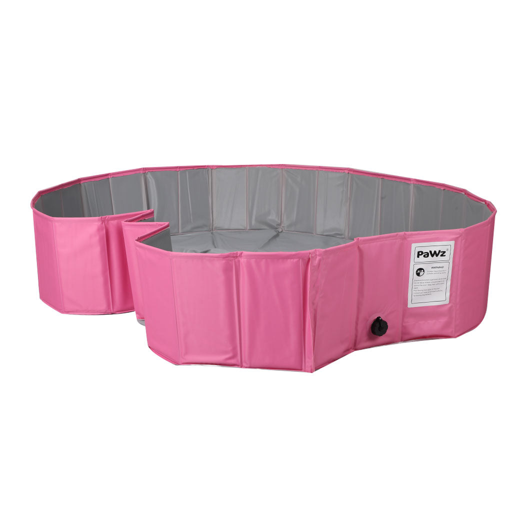 Portable Pet Swimming Pool Kids Dog Cat Washing Bathtub Outdoor Bathing Pink L PaWz
