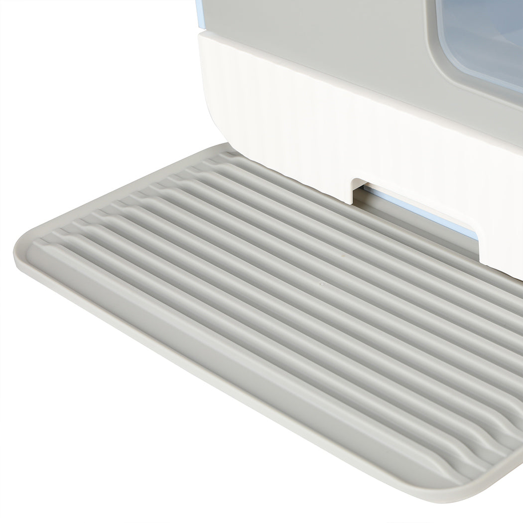 PaWz Fully Enclosed Cat Litter Box Mat Kitty Toilet Odour Control Basin Blue Petsleisure