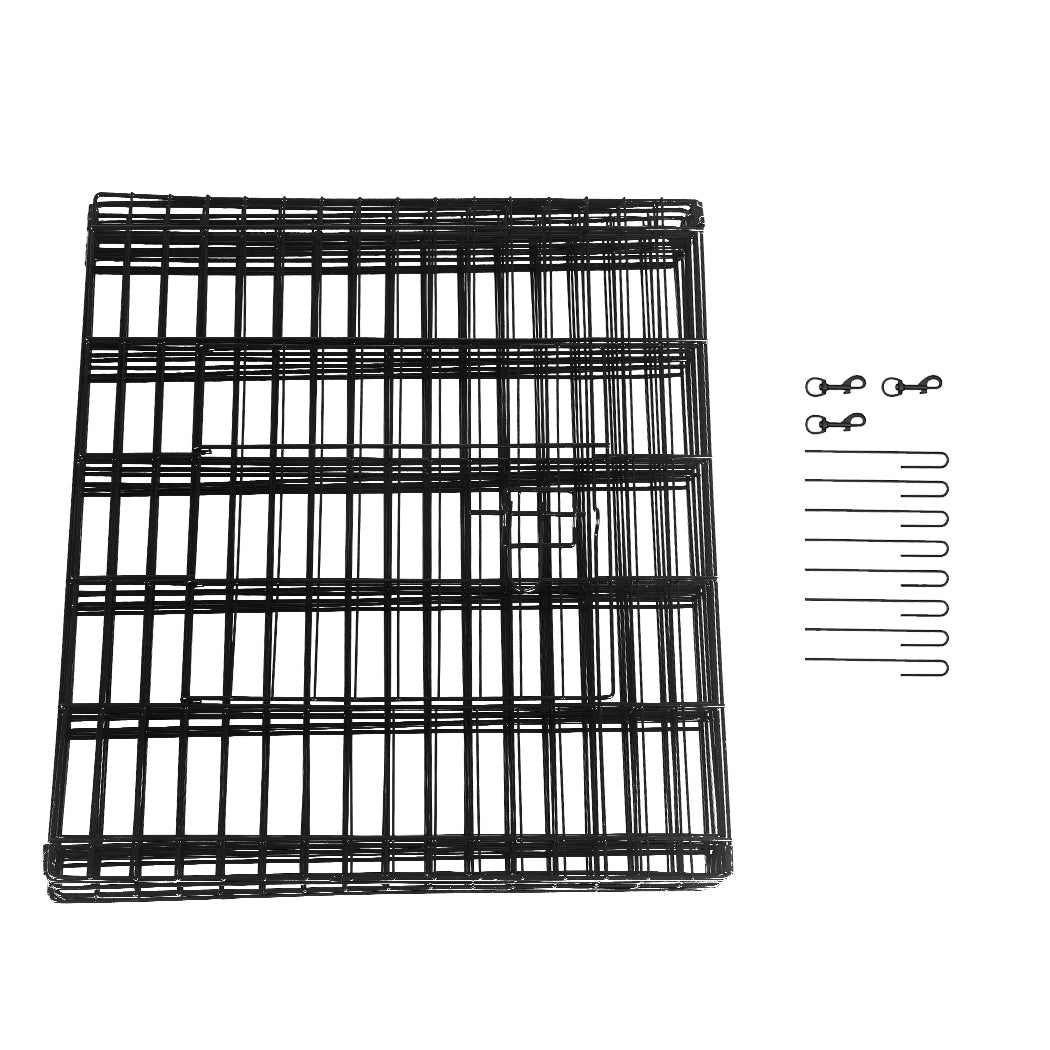 PaWz Pet Dog Playpen Puppy Exercise 8 Panel Enclosure Fence Black With Door 24" PaWz