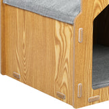 PaWz Wooden Pet House Cat Kennel Elevated Double Feeder Raised Feeding Bowls Petsleisure