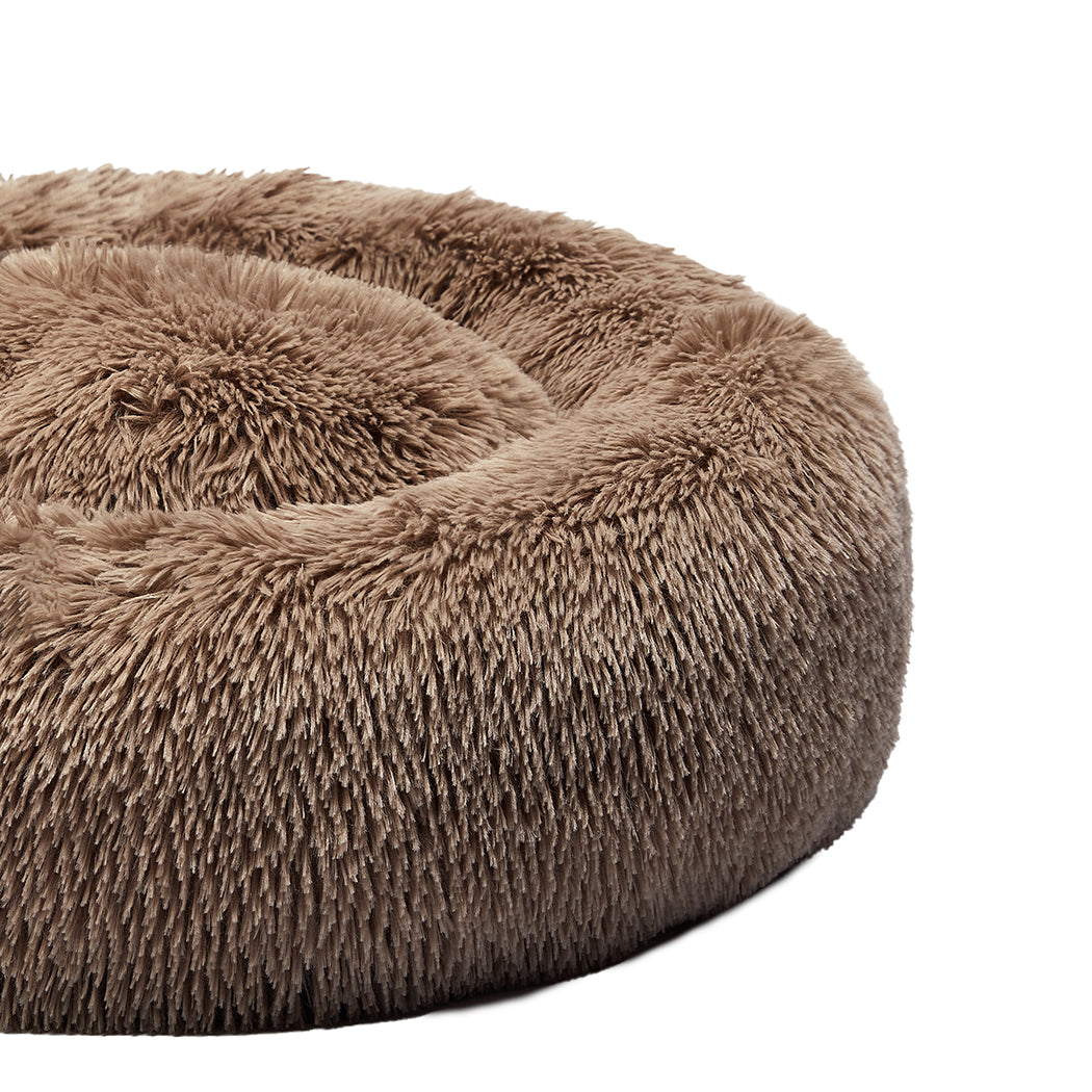 PaWz Pet Bed Cat Dog Donut Nest Calming Mat Kennel Cave Deep Sleeping Brown XXXL PaWz