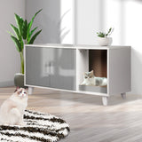 PaWz Enclosed Hooded Cat Litter Box Furniture Scratch Board Pet House Table Grey PaWz