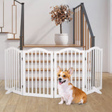 PaWz Wooden Pet Gate Dog Fence Safety Stair Barrier Security Door 4 Panels White PaWz
