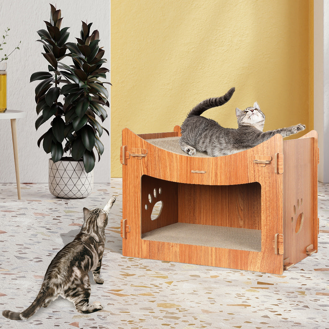 PaWz Cat Scratcher Scratching Board Corrugated Cardboard Condo House Large Petsleisure