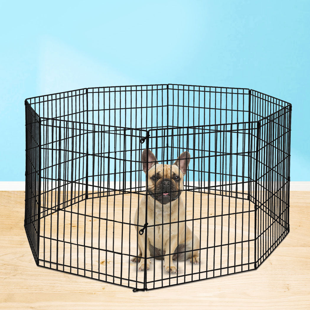 PaWz Pet Dog Playpen Puppy Exercise 8 Panel Fence Black Extension No Door 24" PaWz