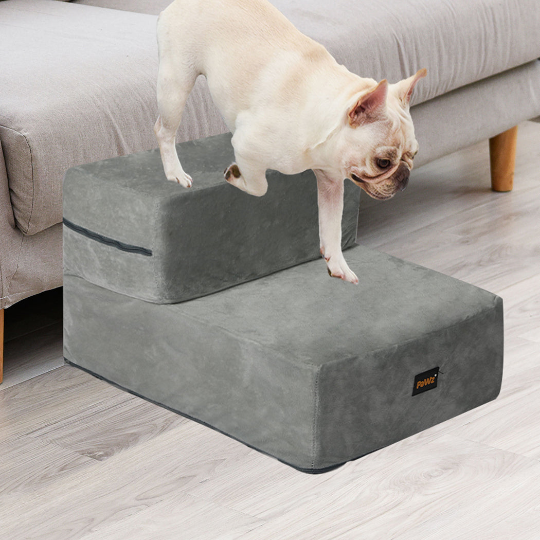 PaWz Pet Stairs 2 Step Ramp Portable Adjustable Climbing Ladder Soft Washable PaWz