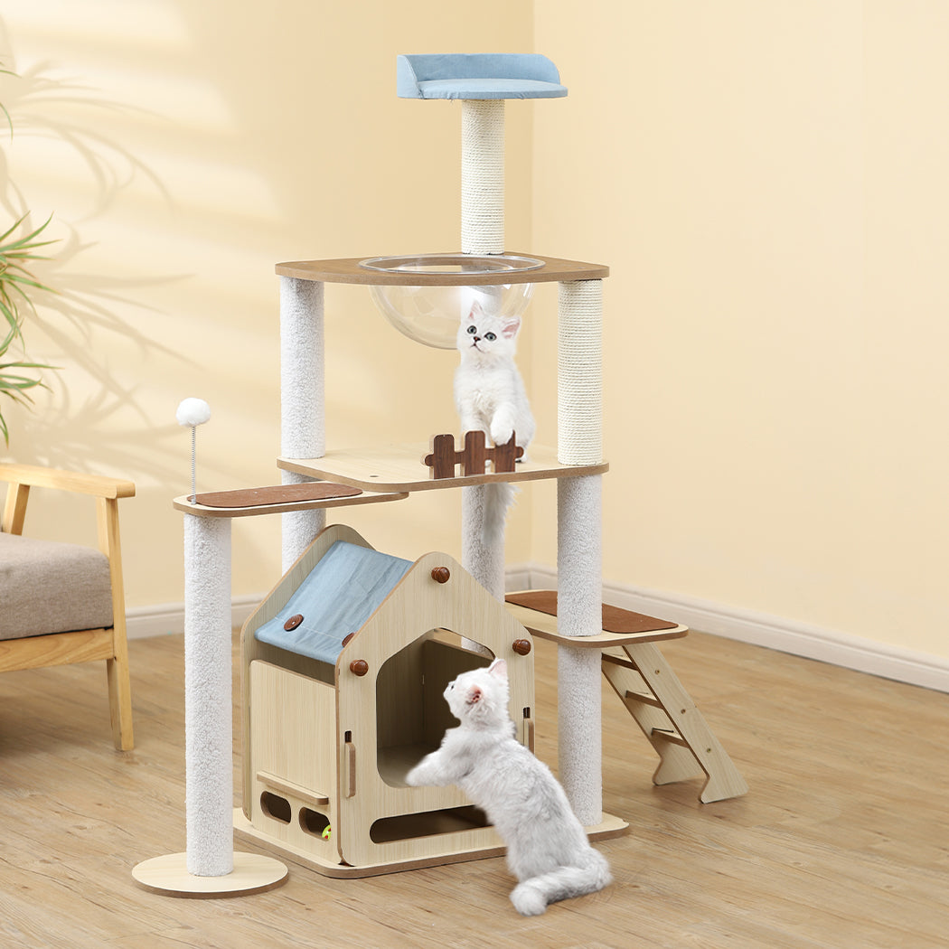 PaWz Cat Tree Scratching Post Scratcher Cats Tower Wood Condo Toys House 138cm PaWz