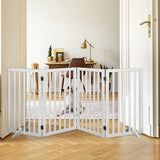 PaWz Wooden Pet Gate Dog Fence Safety Stair Barrier Security Door 4 Panel Large Petsleisure