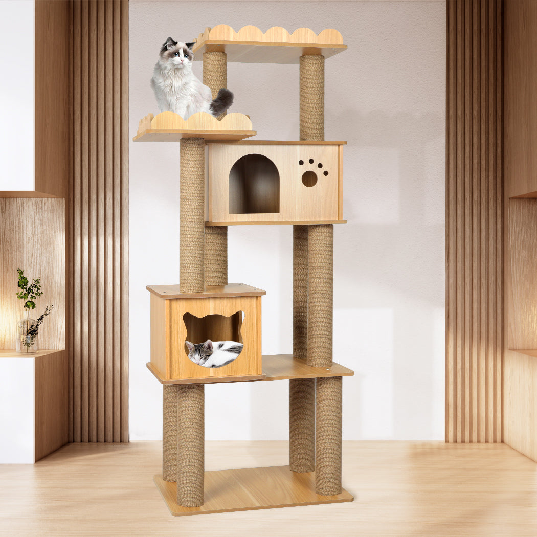 PaWz Cat Tree Scratching Post Scratcher Cats Tower Wood Condo Toys House 155cm PaWz