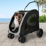 PaWz Pet Dog Stroller Pram Carrier Cat Travel Foldable 4 Wheels 50kg Capacity Petsleisure