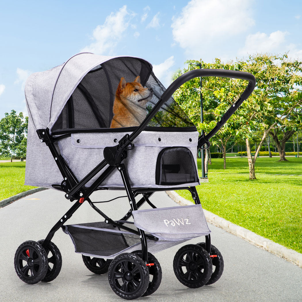 PaWz Pet Stroller Pram Dog Carrier Trailer Strollers 4 Wheels Foldable Large PaWz