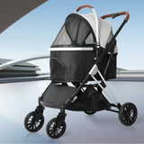 PaWz 4 Wheels Pet Stroller Dog Cat Pram Carrier Travel Foldable Aluminium 50kg PaWz