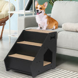 PaWz Wooden Dog Ramp Stairs Steps For Bed Pet Calming Kennel Non-Slip Black PaWz