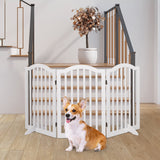 PaWz Wooden Pet Gate Dog Fence Safety Stair Barrier Security Door 3 Panels White PaWz