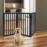 PaWz 3 Panels Wooden Pet Gate Dog Fence Safety Stair Barrier Security Door Black PaWz